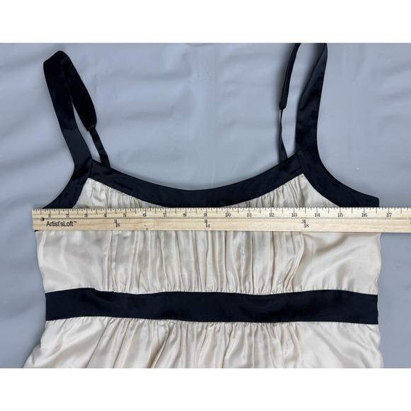 BCBG Maxazria Silk Dress Womens 10 Cream/Black Embroidered Floral Babydoll - Picture 7 of 13